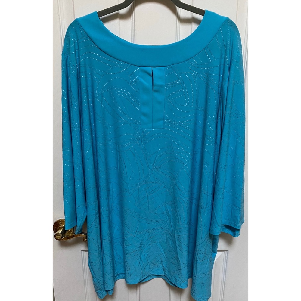 Maggie Barnes Light Turquoise Embellished Top